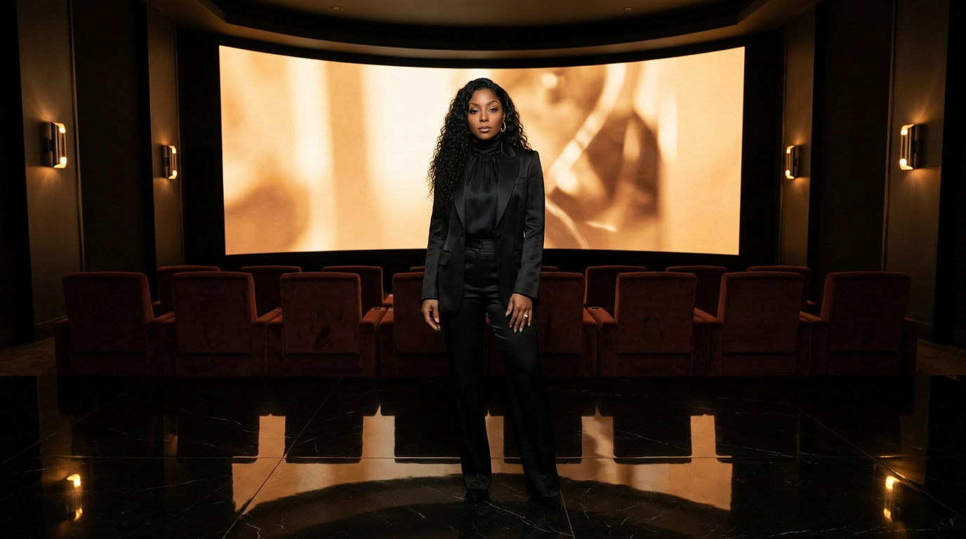 Tiffany Nacol in her private penthouse screening room